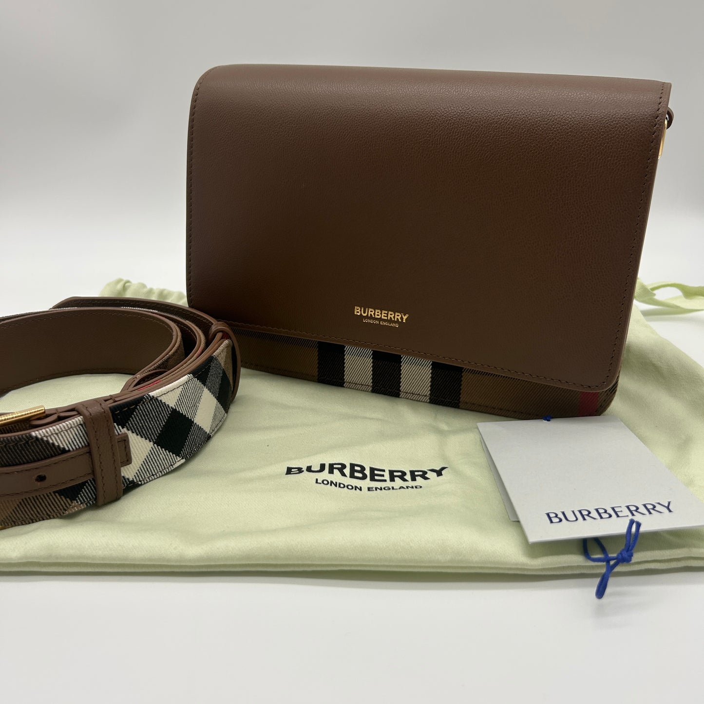 Burberry Mackford Damen Leder Umhängetasche Braun