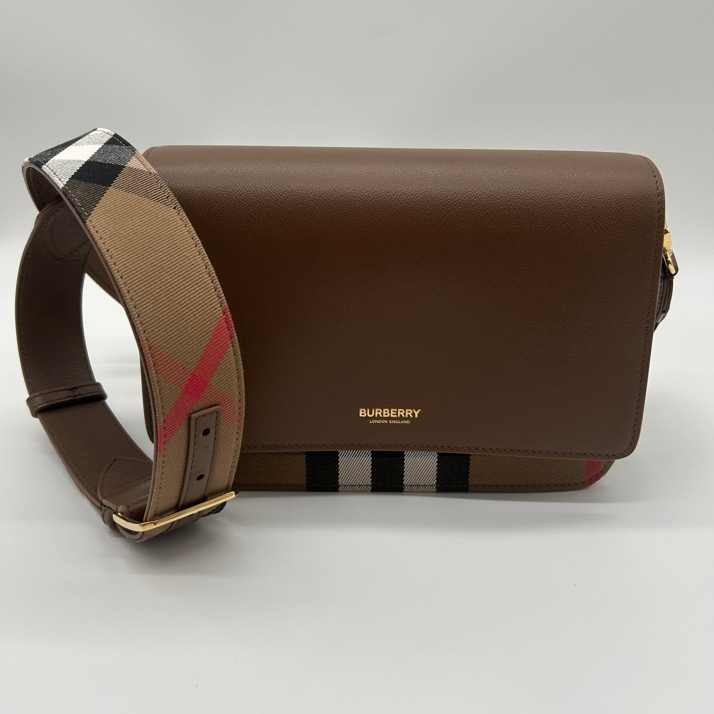 Burberry Mackford Damen Leder Umhängetasche Braun