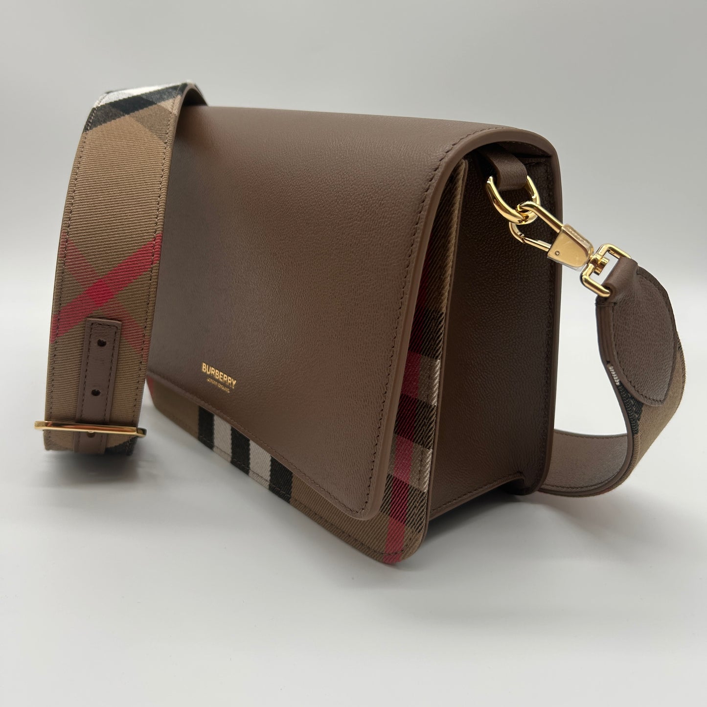 Burberry Mackford Damen Leder Umhängetasche Braun