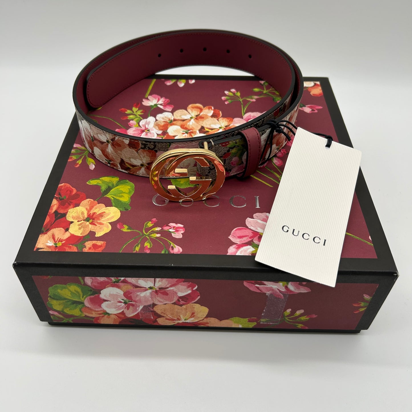 Gucci Blooms GG Supreme-Gürtel aus Canvas mit Blumenmuster