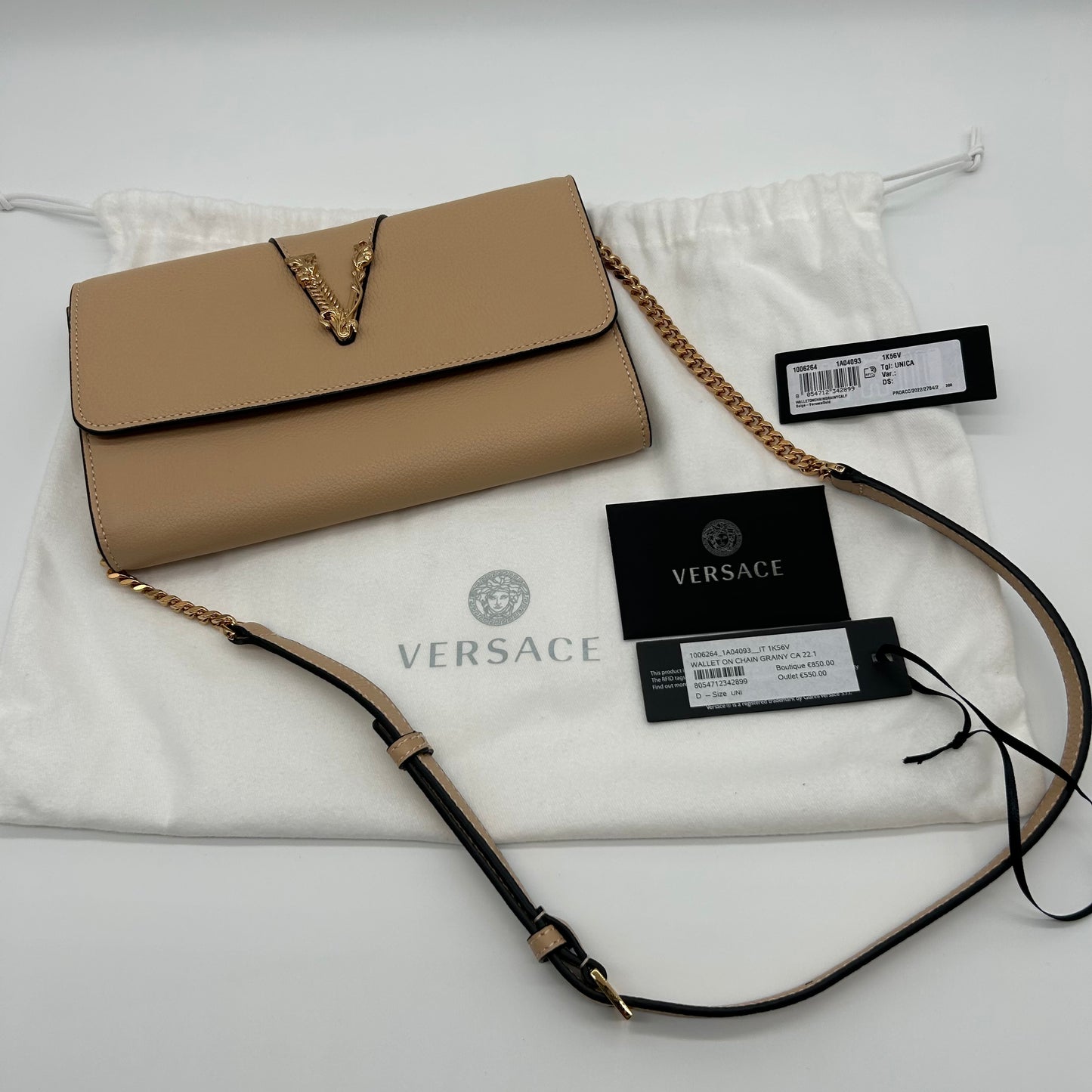 Versace Leder Tasche beige