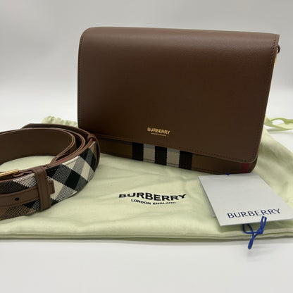 Burberry Mackford Damen Leder Umhängetasche Braun
