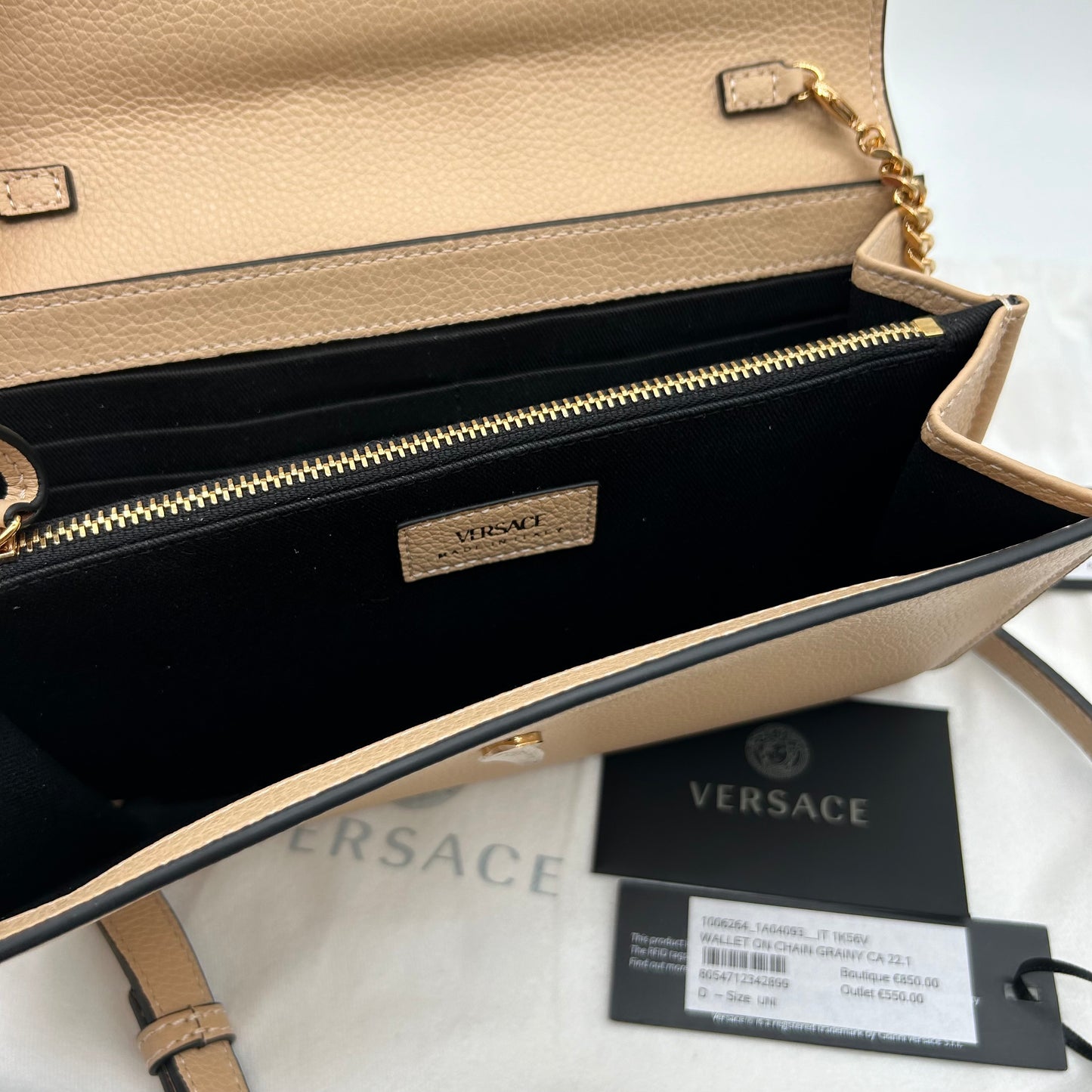 Versace Leder Tasche beige