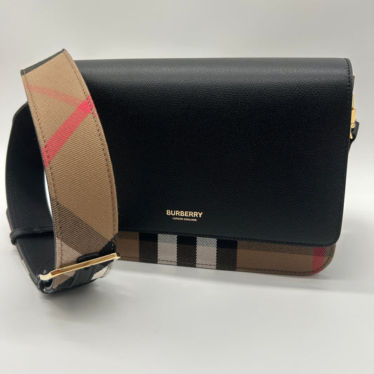 Burberry Mackford Damen Leder Umhängetasche Schwarz