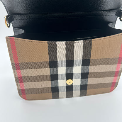 Burberry Mackford Damen Leder Umhängetasche Schwarz