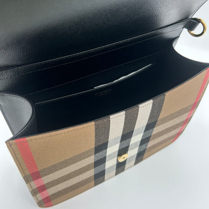 Burberry Mackford Damen Leder Umhängetasche Schwarz