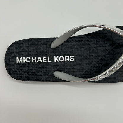 Flip flop sandals black silver