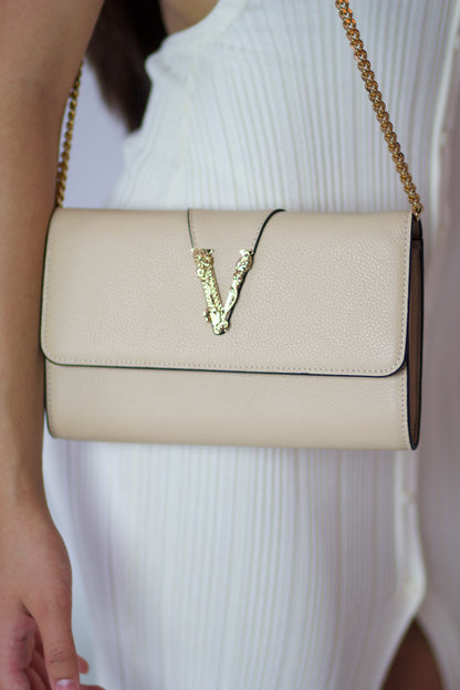 Versace Leder Tasche beige